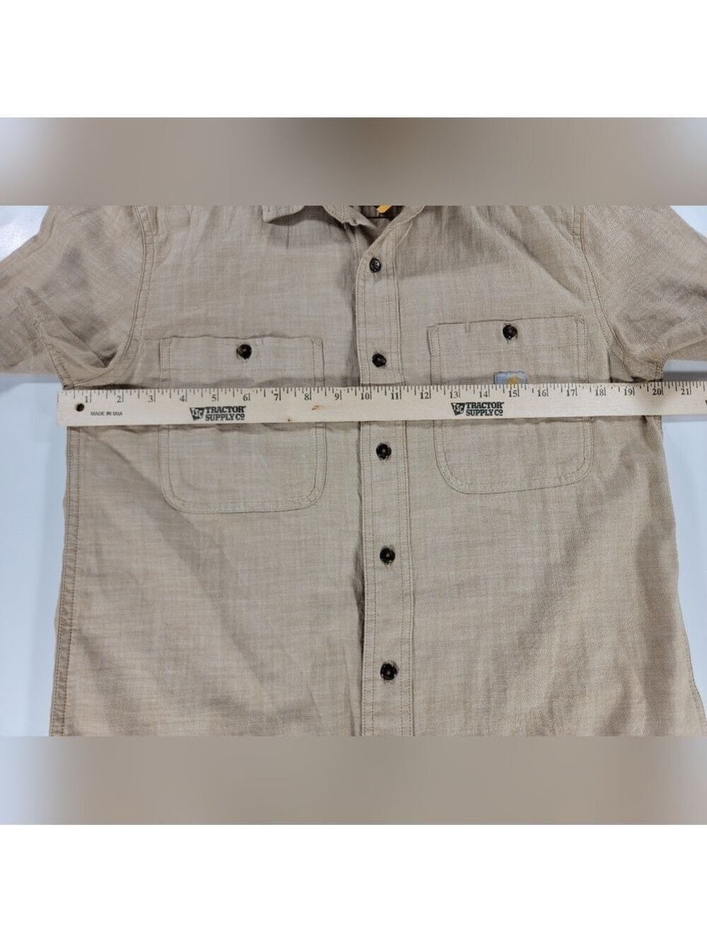 NEW Men's Carhartt Rugged Flex Relaxed Fit Short-Sleeve Large Beige Plaid Shirt - Picture 7 of 11